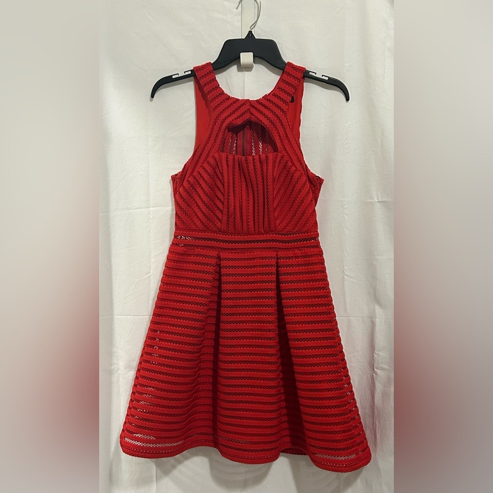 Jodi Kristopher - Red Lace Fit and Flare Party Dress